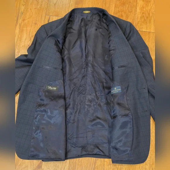 Brooks Brothers Blue Plaid Tollegno 1900 Regent Fit 100% Italian Wool Blazer.48R - Picture 13 of 14